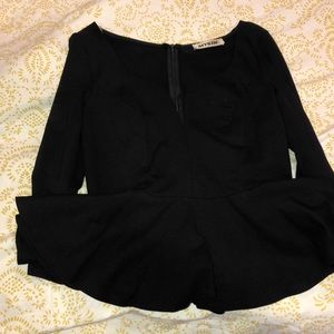 Black heart shaped v neck top